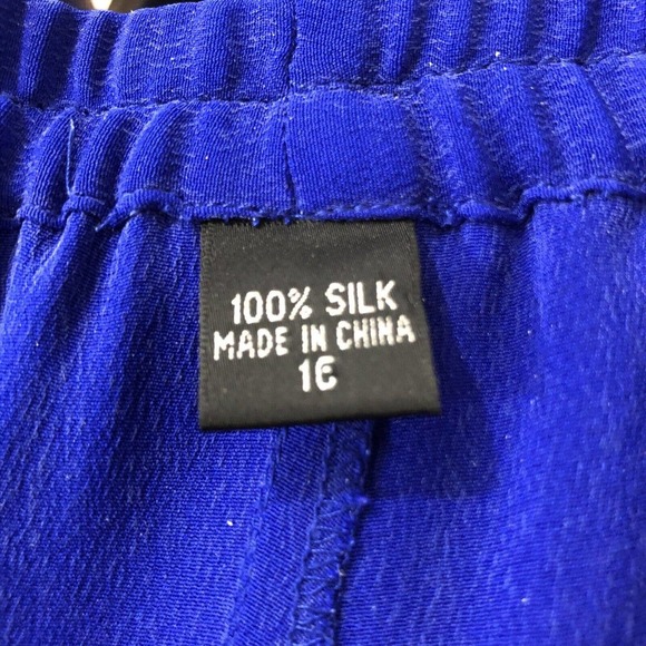 SHOMI By Miller Shop 2 Pc Skirt Tunic Set Silk Size 16 Cobalt Blue Gold Buttons - Picture 5 of 8